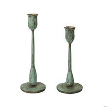 Load image into Gallery viewer, Brass Patina Iron Taper Candle Holders