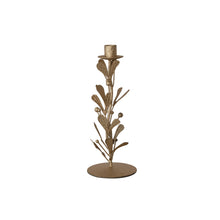 Load image into Gallery viewer, Handmade Metal &amp; Acrylic Bead Mistletoe Taper Holder, Distressed Antique Gold Finish