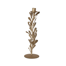 Load image into Gallery viewer, Handmade Metal &amp; Acrylic Bead Mistletoe Taper Holder, Distressed Antique Gold Finish