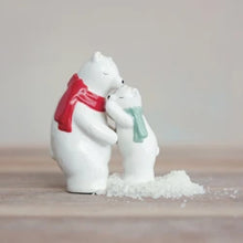 Load image into Gallery viewer, Hand-Painted Ceramic Hugging Polar Bear Salt &amp; Pepper Shakers with Scarves, Set of 2 - Indie Indie Bang! Bang!