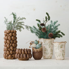 Load image into Gallery viewer, Pine Cone Stoneware Scalloped Planter/Vase