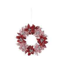 Load image into Gallery viewer, Glitter Poinsettia Wreath Ornament