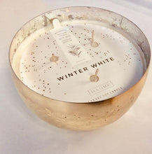 Load image into Gallery viewer, Winter White Large Iced Metal Candle - Indie Indie Bang! Bang!