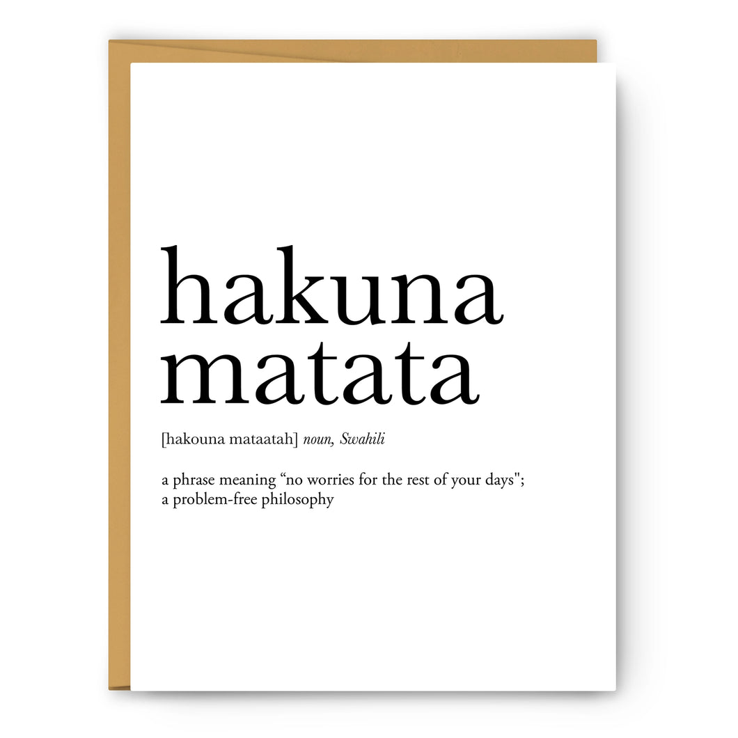 Hakuna Matata Definition Card - Indie Indie Bang! Bang!