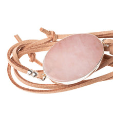 Load image into Gallery viewer, Rose Quartz, Suede and Silver Wrap - Indie Indie Bang! Bang!