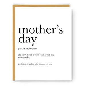 Mother's Day Definition (Sorry) Card - Indie Indie Bang! Bang!