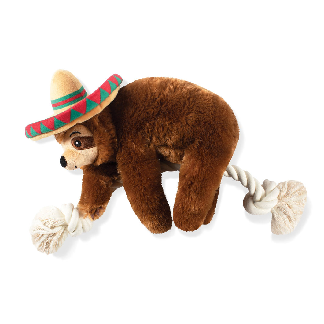 Sombrero Sloth On A Rope Plush Dog Toy - Indie Indie Bang! Bang!