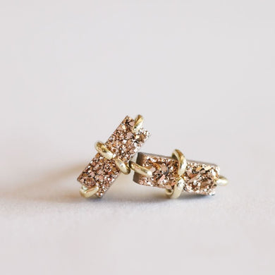 Rose Gold Bar Druzy Earrings - Indie Indie Bang! Bang!