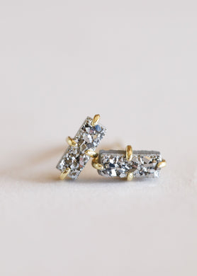 Silver Bar Druzy Earrings - Indie Indie Bang! Bang!