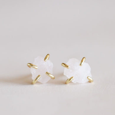 Rose Quartz Gemstone Prong Earrings - Indie Indie Bang! Bang!