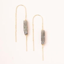 Load image into Gallery viewer, Rectangle Stone Earring - Labradorite/Black/Gold - Indie Indie Bang! Bang!