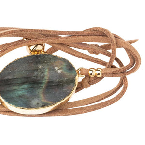 Labradorite, Suede and Gold Wrap - Indie Indie Bang! Bang!