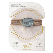 Load image into Gallery viewer, Labradorite, Suede and Gold Wrap - Indie Indie Bang! Bang!