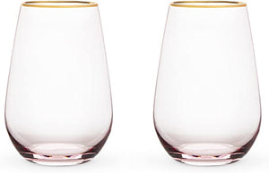 Rose Crystal Stemless Wine Glass Set of 2 - Indie Indie Bang! Bang!