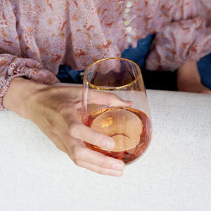 Rose Crystal Stemless Wine Glass Set of 2 - Indie Indie Bang! Bang!