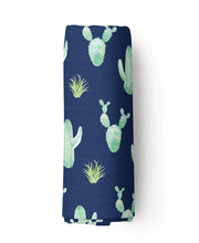 Load image into Gallery viewer, Blue Cactus Bamboo Swaddle - Indie Indie Bang! Bang!
