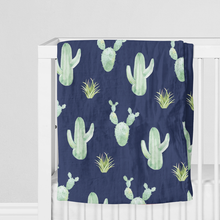 Load image into Gallery viewer, Blue Cactus Bamboo Swaddle - Indie Indie Bang! Bang!