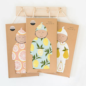 Bamboo Newborn Gown & Hat Set - Potted Plants - Indie Indie Bang! Bang!