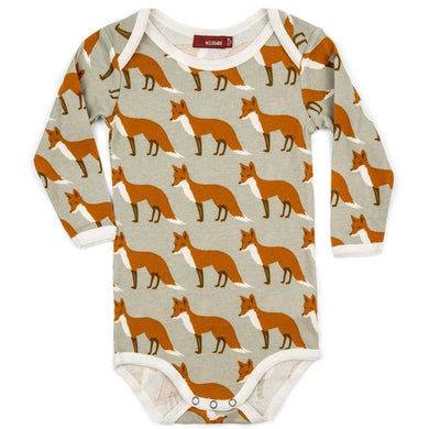 Fox Print Bamboo Long Sleeve One Piece - Indie Indie Bang! Bang!