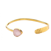 Kipepeo - Hammered Gold & Rose Quartz Bracelet - Indie Indie Bang! Bang!