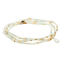 Load image into Gallery viewer, Teardrop Stone Wrap Amazonite/Howlite/Gold - Stone of Courage - Indie Indie Bang! Bang!