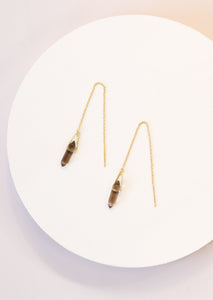 Smoky Quartz Gemstone Threader Earring - Indie Indie Bang! Bang!