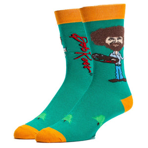 Men's Crew Sock - Bob Ross Happy Tree - Indie Indie Bang! Bang!