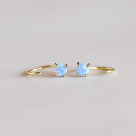 Gold Opal Huggie Earrings - Indie Indie Bang! Bang!