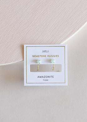 Gold Amazonite Huggie Earrings - Indie Indie Bang! Bang!