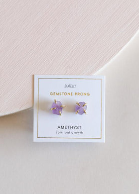 Amethyst Gemstone Prong Earrings - Indie Indie Bang! Bang!