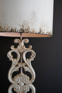 Antique White Lamp with Carved Damask Base - Indie Indie Bang! Bang!