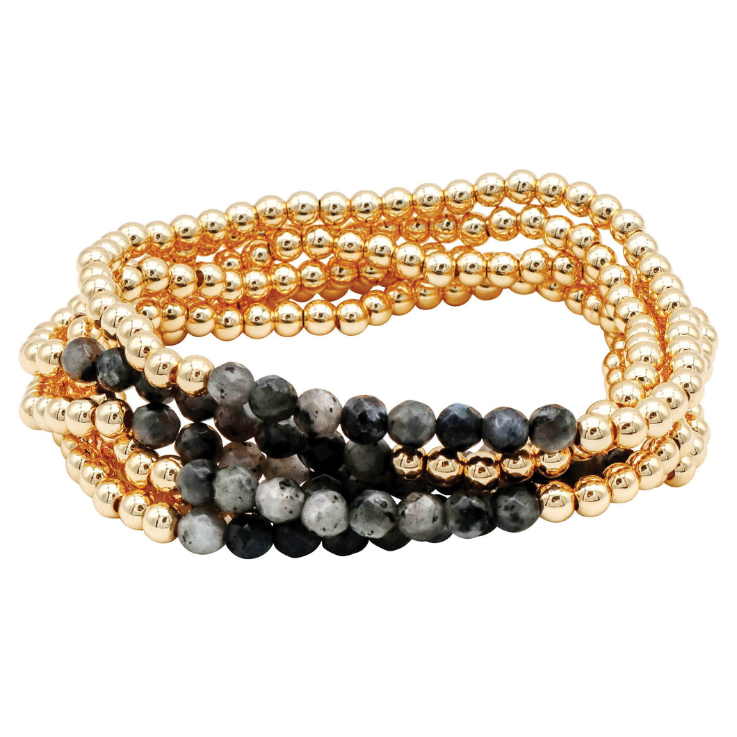 Gold Ball and Moss Agate Stones Bracelet - Indie Indie Bang! Bang!