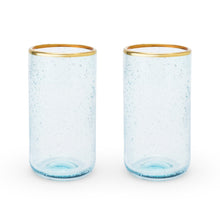 Load image into Gallery viewer, Recycled Bubble Gold Rim Glass Tumblers Set of 2 - Indie Indie Bang! Bang!