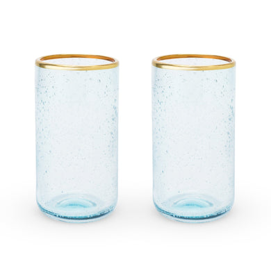 Recycled Bubble Gold Rim Glass Tumblers Set of 2 - Indie Indie Bang! Bang!