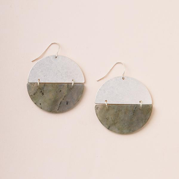 Stone Full Moon Earring in Labradorite - Silver or Gold - Indie Indie Bang! Bang!