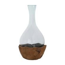 Load image into Gallery viewer, Teakwood &amp; Glass Vase - Indie Indie Bang! Bang!