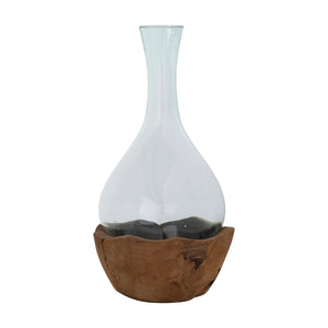 Teakwood & Glass Vase - Indie Indie Bang! Bang!