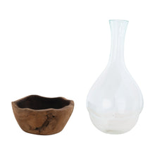 Load image into Gallery viewer, Teakwood &amp; Glass Vase - Indie Indie Bang! Bang!