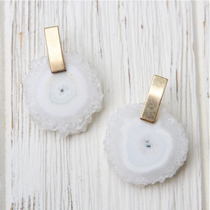 Stone Slice Earring in Quartz & Gold - Indie Indie Bang! Bang!