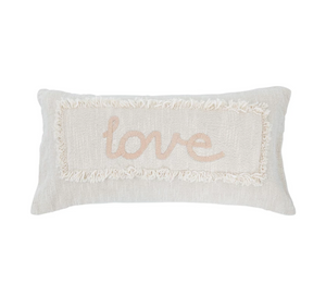 Cotton Embroidered Lumbar With Fringe "Love" - Indie Indie Bang! Bang!