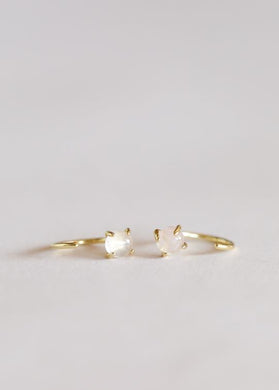 Gold Rose Quartz Huggie Earrings - Indie Indie Bang! Bang!
