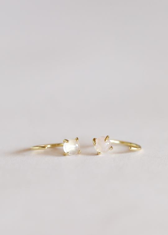 Gold Rose Quartz Huggie Earrings - Indie Indie Bang! Bang!