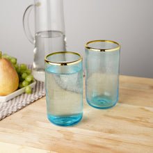 Load image into Gallery viewer, Recycled Bubble Gold Rim Glass Tumblers Set of 2 - Indie Indie Bang! Bang!