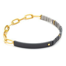 Load image into Gallery viewer, Good Karma Ombre Chain Bracelet in Charcoal &amp; Gold - Strength &amp; Grace - Indie Indie Bang! Bang!