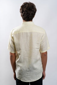 European Linen Short Sleeved Button Up (Yellow) - Indie Indie Bang! Bang!