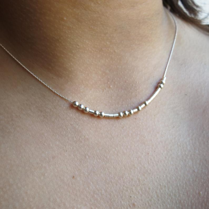 Buy 925 Silver Morse Code Necklace,secret Code Necklace,custom Love Necklace,secret  Love Necklace,he and Her Jewelry,you and Me Jewelry Online in India - Etsy