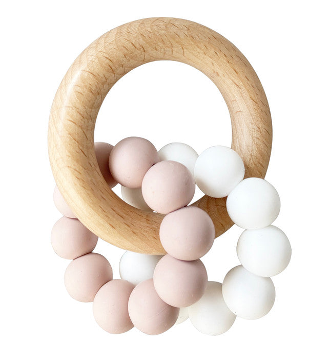 Double Silicone Teether Ring - Petal White - Indie Indie Bang! Bang!