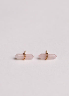 Rose Quartz Mineral Point Earrings - Indie Indie Bang! Bang!
