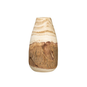 Paulownia Wood Vase with Live Edge Shorter Round - Indie Indie Bang! Bang!