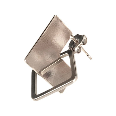 Silver Double Dimension Square Earrings - Indie Indie Bang! Bang!